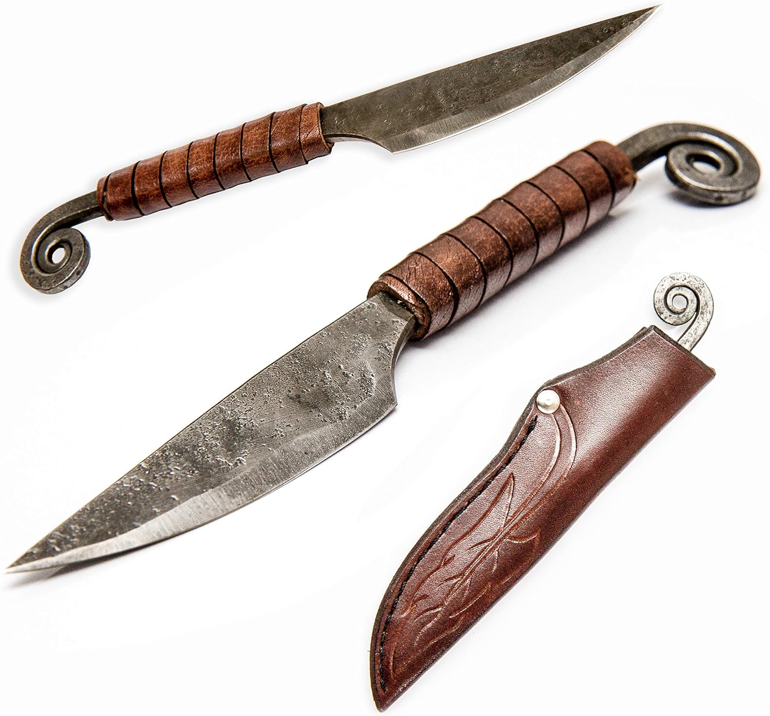 Toferner Couteau de chasse à lame fixe - Lame Forgée Main & Étui Cuir