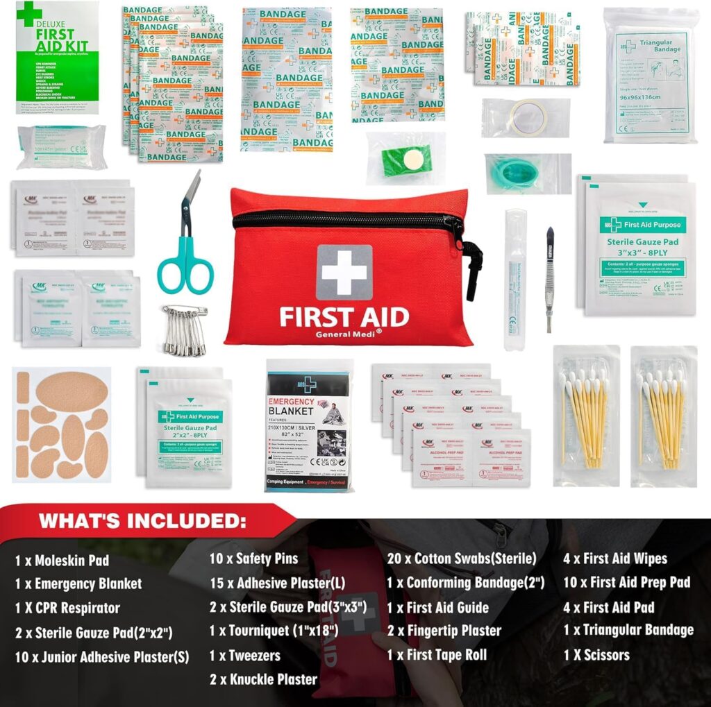 General Medi trousse de premiers secours composée de 92 articles pour la maison. Soyez prêt à toute situation avec ce kit de survie complet.