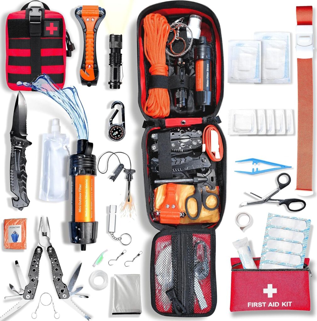 Kit de Survie Complet Baytiz Woncrow avec Trousse de Secours et Paille Filtrante