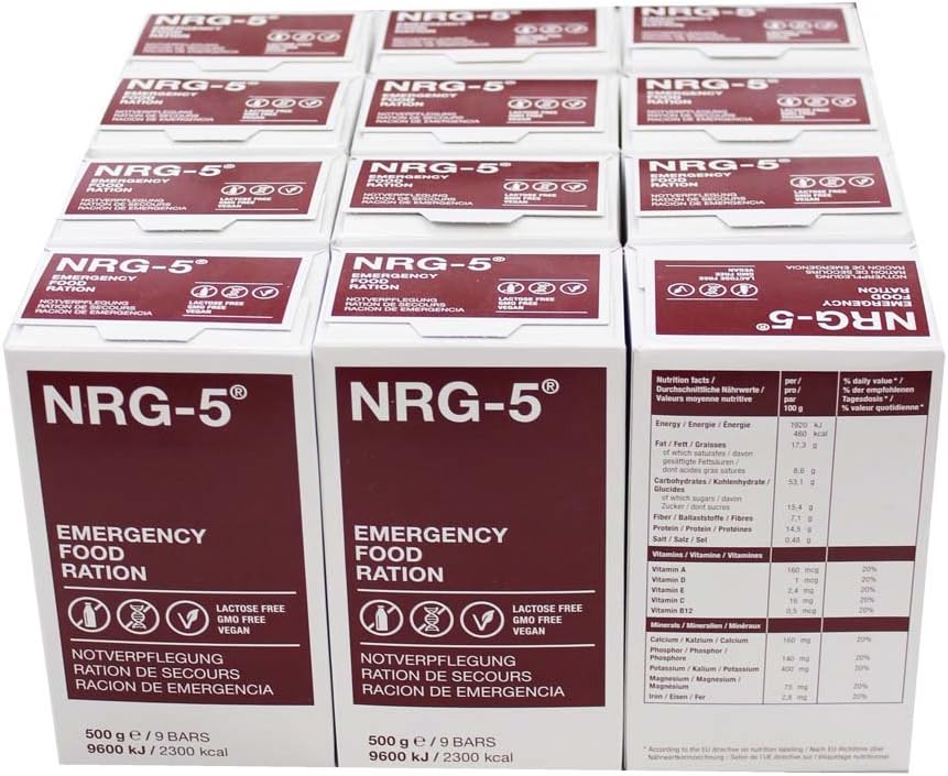 12 Ration de Secours NRG-5 - Ration de Survie Compacte 500g