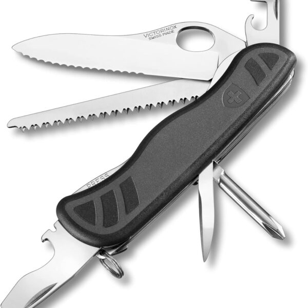 Couteau Suisse Victorinox 0.8461.MWCH, un outil pour le soldat de l'armée suisse. Compact et ergonomique avec 10 fonctions et une prise en main parfaite.