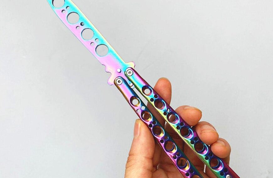 LOGOGO Métal Non Aiguisé Couteau Papillon Arc-en-Ciel