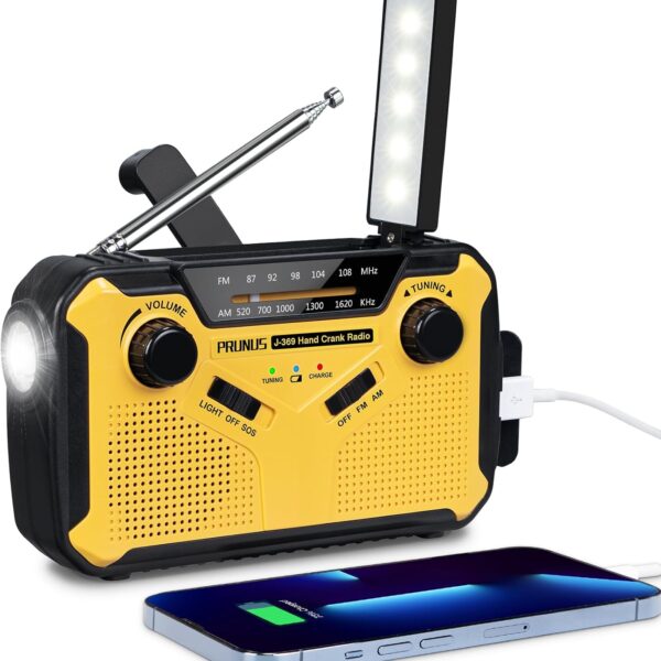 Prunus J-369 Radio Solaire Manivelle avec Dynamo Portable 3000mAh