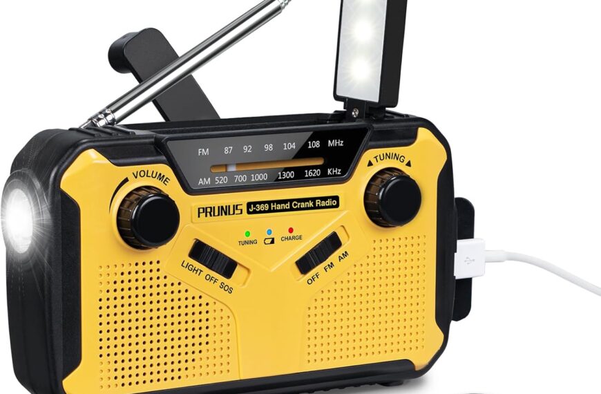 Prunus J-369 Radio Solaire Manivelle avec Dynamo Portable 3000mAh