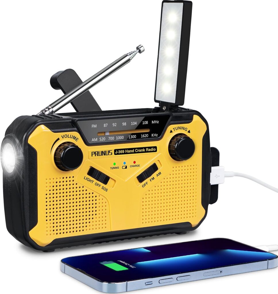 Prunus J-369 Radio Solaire Manivelle avec Dynamo Portable 3000mAh
