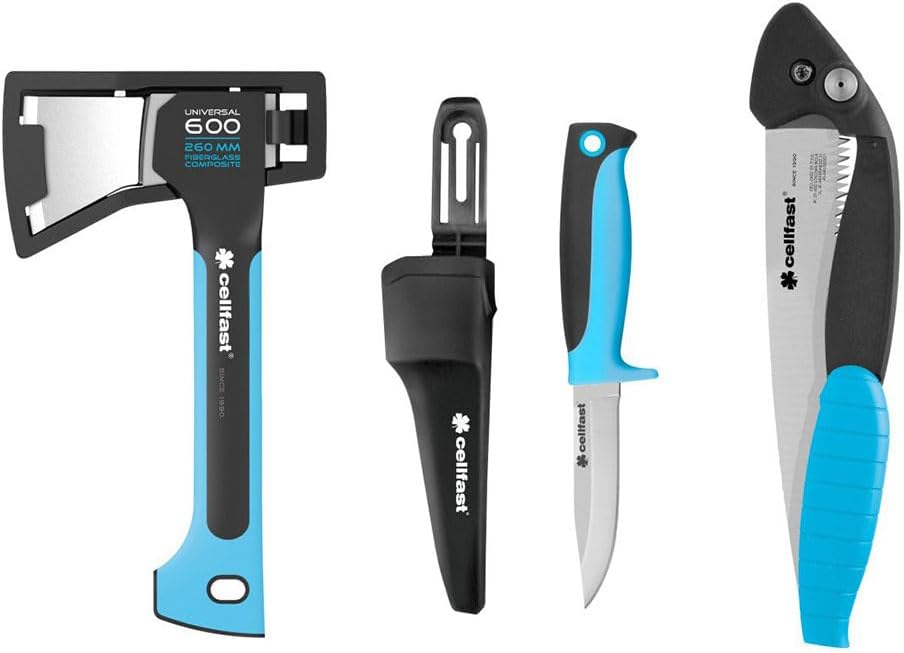 Cellfast Ensemble Pratique d'outils de survie hache couteau scie