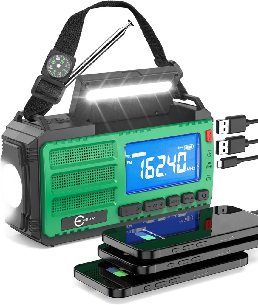 Esky 10000mAh Radio Solaire Portable d'Urgence