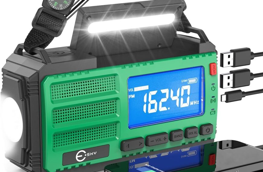 Esky 10000mAh Radio Solaire Portable d'Urgence