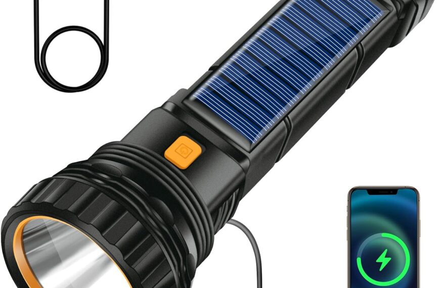 Idealife Torche Lampe De Poche LED Solaire 1200mAh