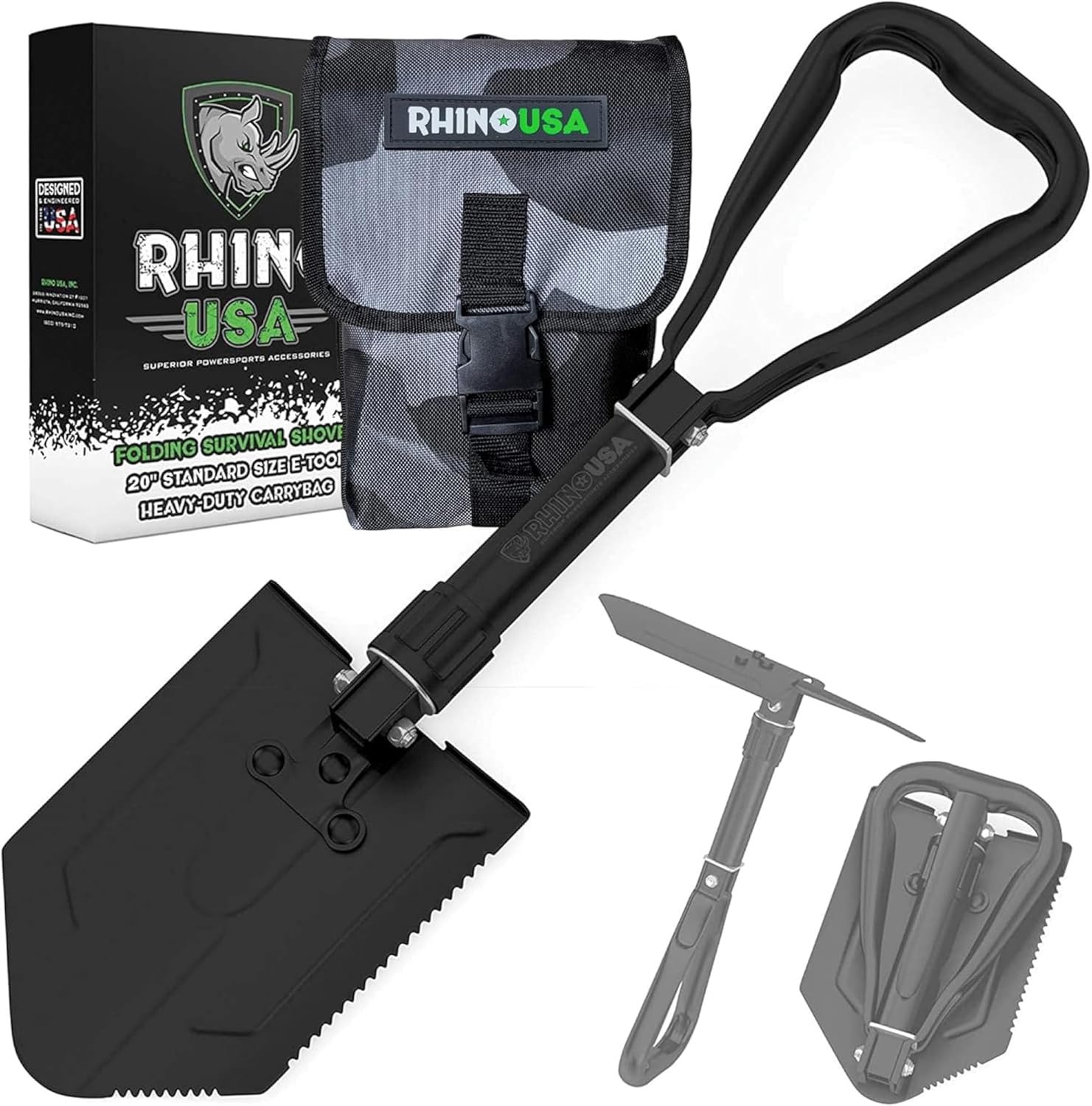 Pelle Pliante Rhino USA 24 – Avec Pic, Survie, Camping, Neuve