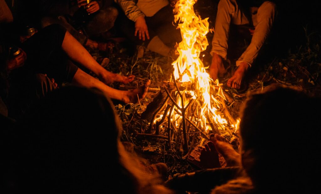Feu de camp en forêt