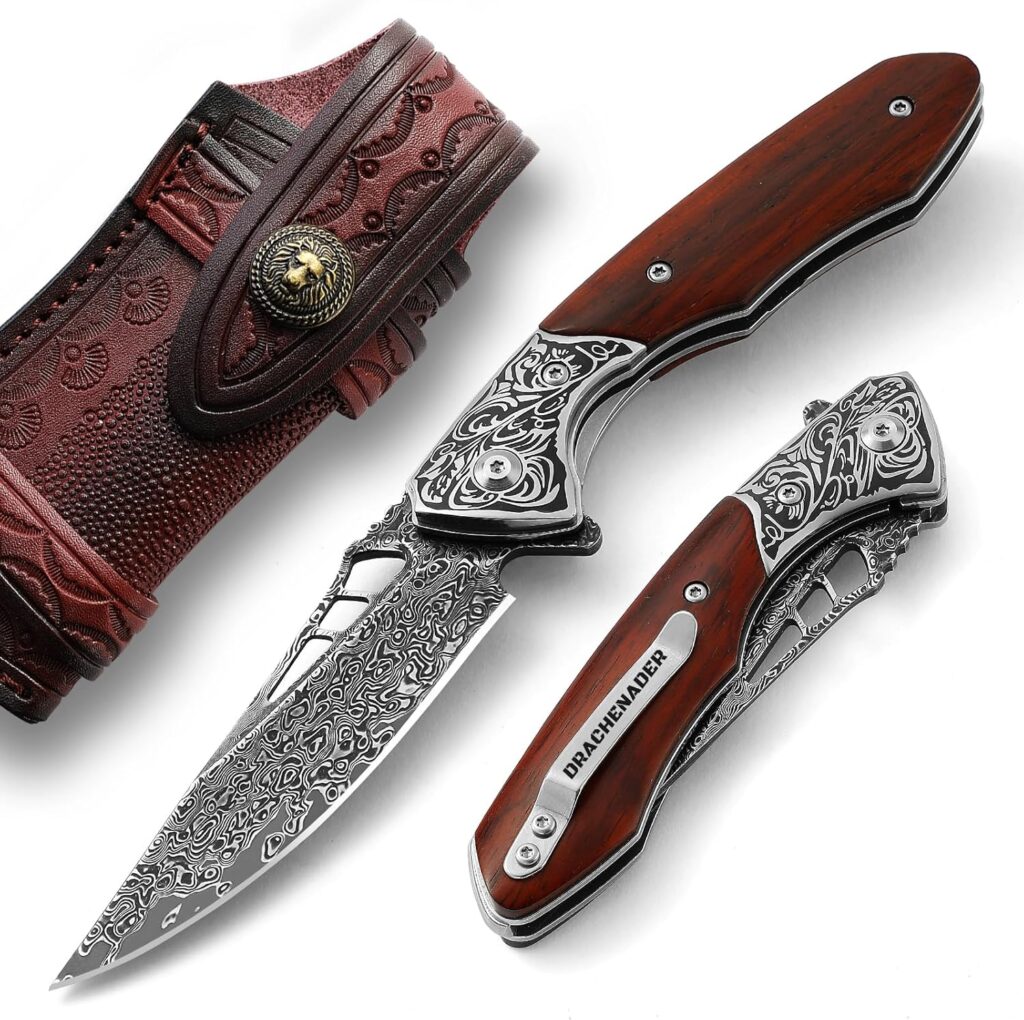 Couteau de poche Damas DRACHENADER - Artisanat et Performance