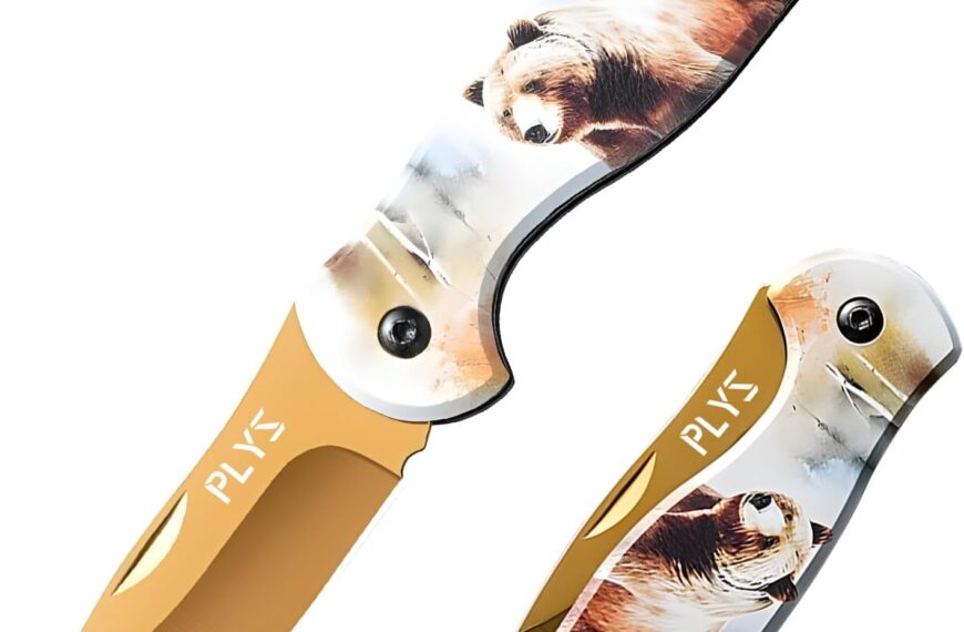 Couteau de Poche Plys élégant avec motif ours - Pratique et stylé