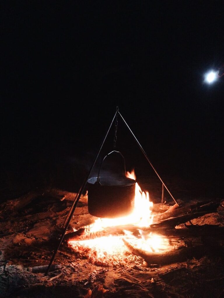 Bois Utiliser pour Faire du Feu - Un feu bien allumé avec bois sec pour faire à manger