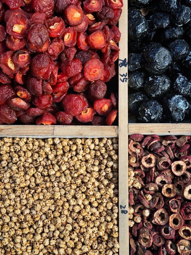 Un mélange de fruits et féculents sécher
